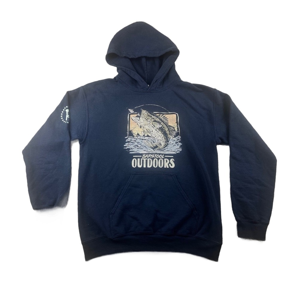 Gildan Hoodie Men S Blue Barstool Outdoors Fish Graphic Fleece Pullover Sporty